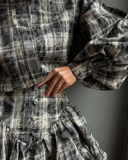 AURORA | Lantern Sleeve Shirt and Ruffled Skirt Set