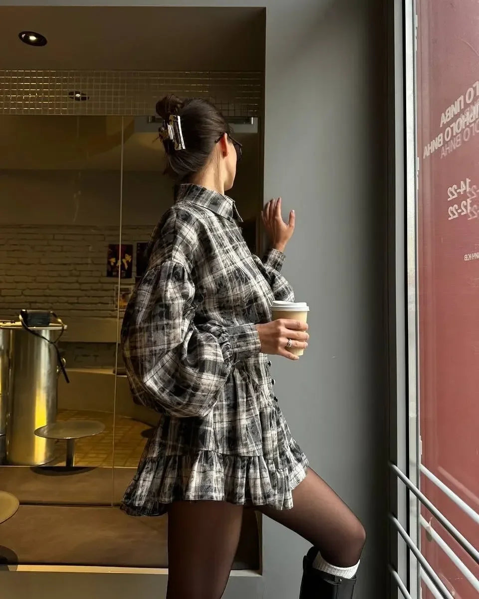 AURORA | Lantern Sleeve Shirt and Ruffled Skirt Set