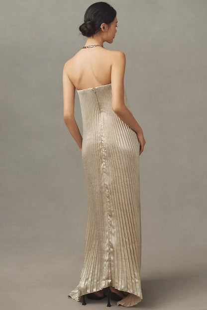 AMALIA | Schulterfreies Faltenkleid